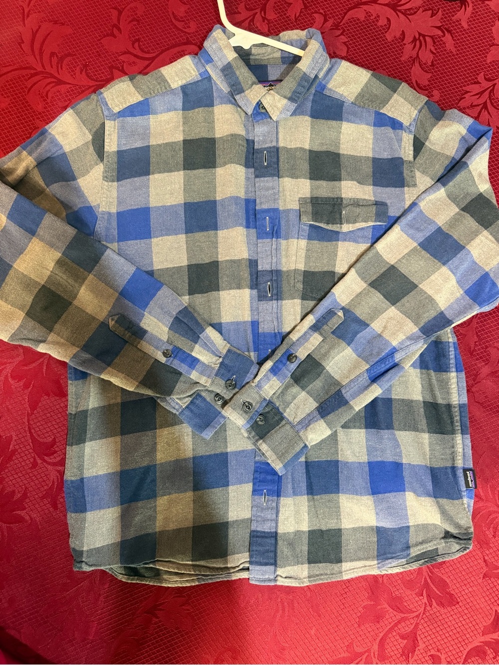 2 Patagonia Blue and Gray Plaid Button-Down Shirt